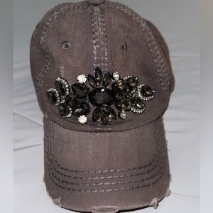 Bejeweled distressed baseball cap